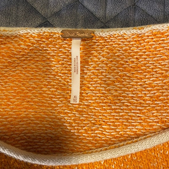 Free People Vibrant Orange Scoop Neck Sweater XL - Picture 5 of 7